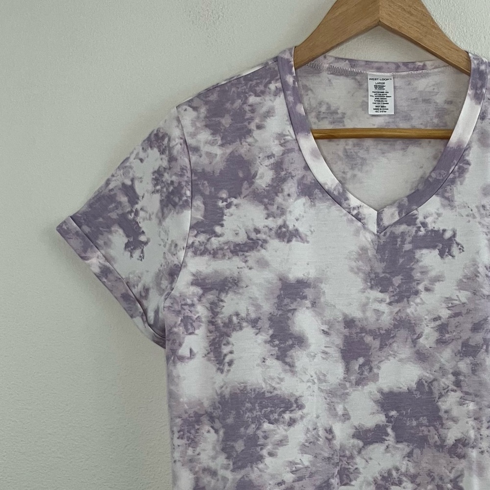West Loop | Lavender Tie-Dye Cuffed Short Sleeve Top